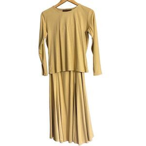 Double D Ranch skirt set soft light suede long sleeve side Slit neutral XS